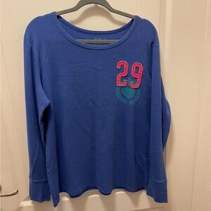 Blue Long Sleeve Shirt with Red Number